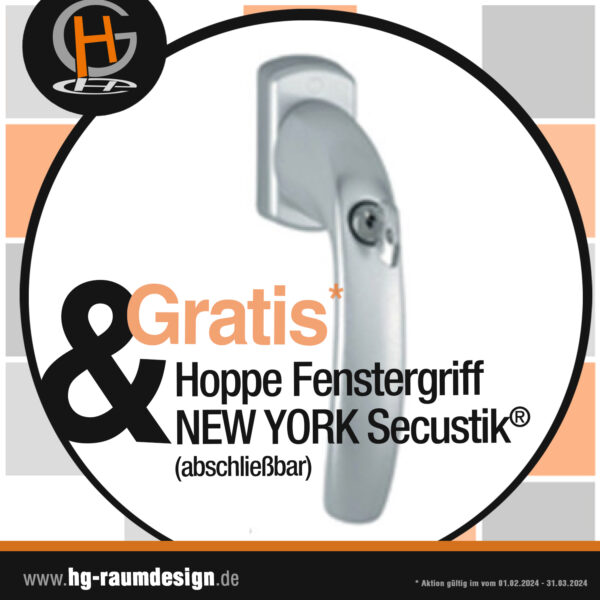 GRATIS einen abschließbaren HOPPE NEW YORK Secustik® Fenstergriff