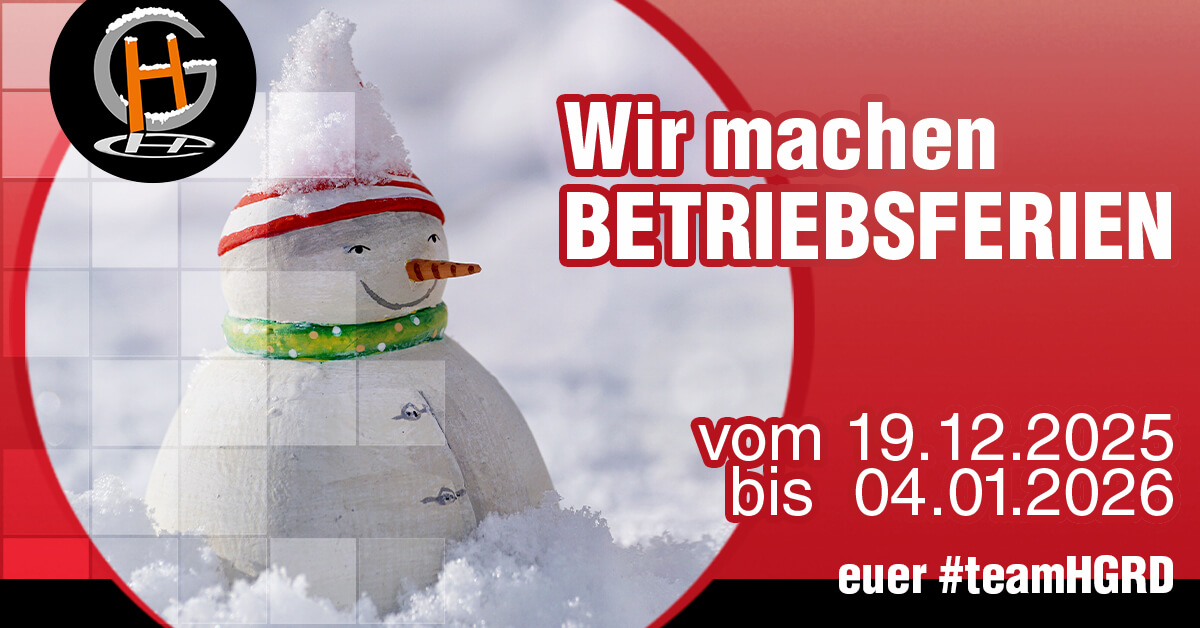 HG RaumDesign macht Betriebsferien von 19.12.2025 - 04.01.2026