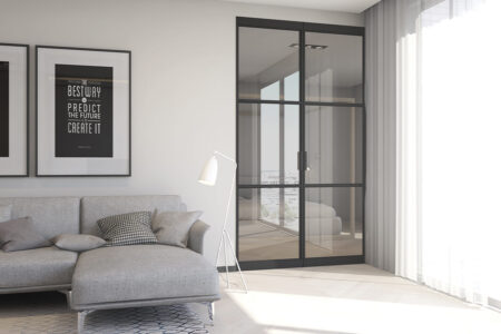 Moderne Loft Innentür als Raumteiler aus Aluminium & Glas