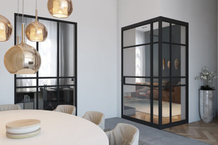 Industrial Eckfenster aus Aluminium & Glas für modernes Loft